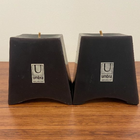 Umbra Purple/Eggplant Large Block Candles ~ Set of 2 - Picture 2 of 9